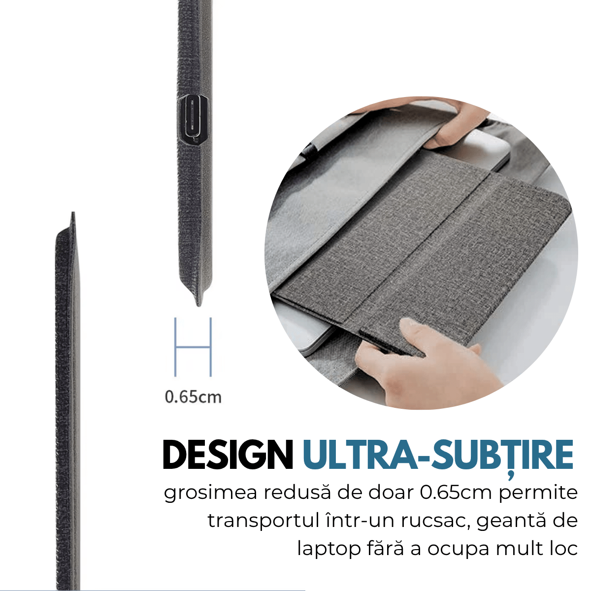 Mousepad cu Incarcator Wireless Pliabil, 2 in 1, 15W, Magsafe, Compatibil iPhone, Samsung, Huawei, Xiaomi, USB - C, Negrusmarrt.roeasyCTRL