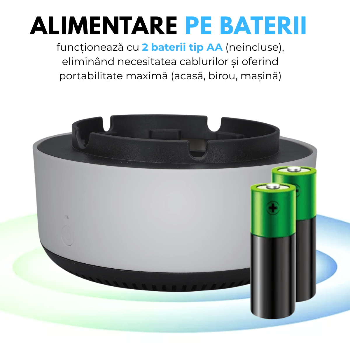 Scrumiera Electrica Multifunctionala 3 - in - 1, Aspirare Fum 360°, Purificare Aer, Tableta Odorizanta, Oprire Automata, Alimentare pe Baterii, easyCTRL®smarrt.roscrumiera electricaeasyCTRL