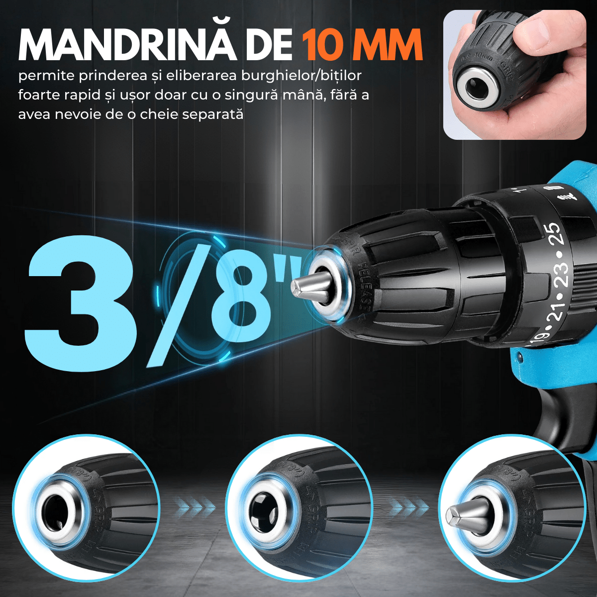 Set Masina de Gaurit si Insurubat + Flex/Polizor cu Baterie, 2 discuri 76mm, 4 Acumulatori, Cutie cu 25 accesoriismarrt.roMDHL