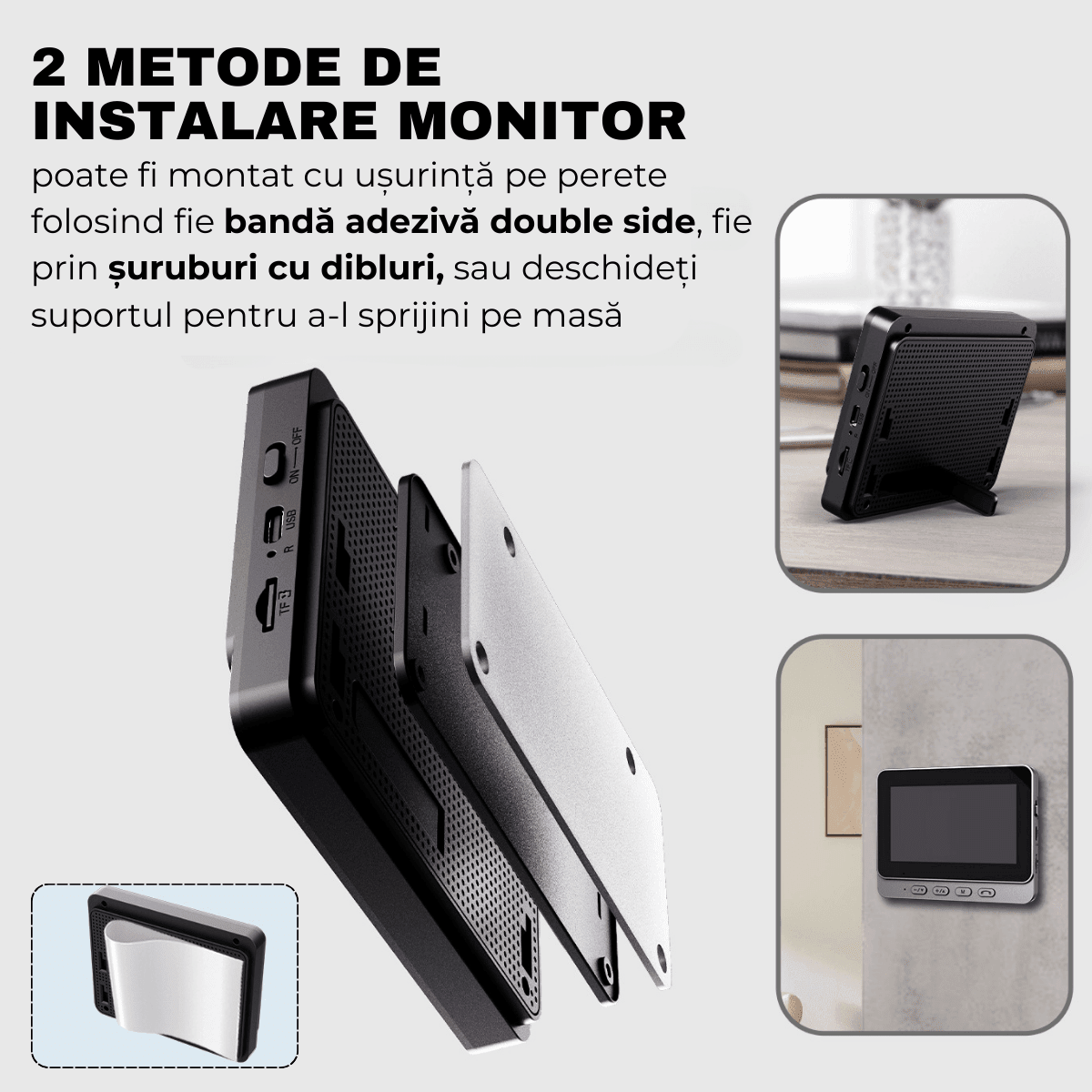 Sonerie Video Inteligenta, Fara Fir, Monitor IPS 4.3 inch, Comunicare bidirectionala, Night Vision, easyCTRL®smarrt.rosonerie videoeasyCTRL