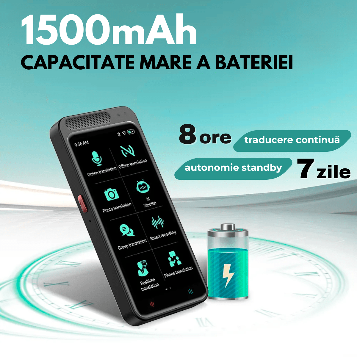 Traducator Inteligent M3 Pro, Asistent AI, Bluetooth, 139+ Limbi, Traducere Vocala, Traducere Foto, Traducere Inregistrari, Ecran tactil 4.1 inch, Schimb Valutar, 8GB, easyCTRL®smarrt.rotraducatoreasyCTRL
