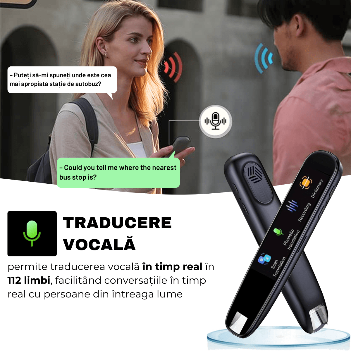 Traducator Inteligent, Traducere vocala, Scanare OCR, Reportofon, Dictionar, Ecran Tactil, 112 Limbi, easyCTRLsmarrt.rotraducatoreasyCTRL