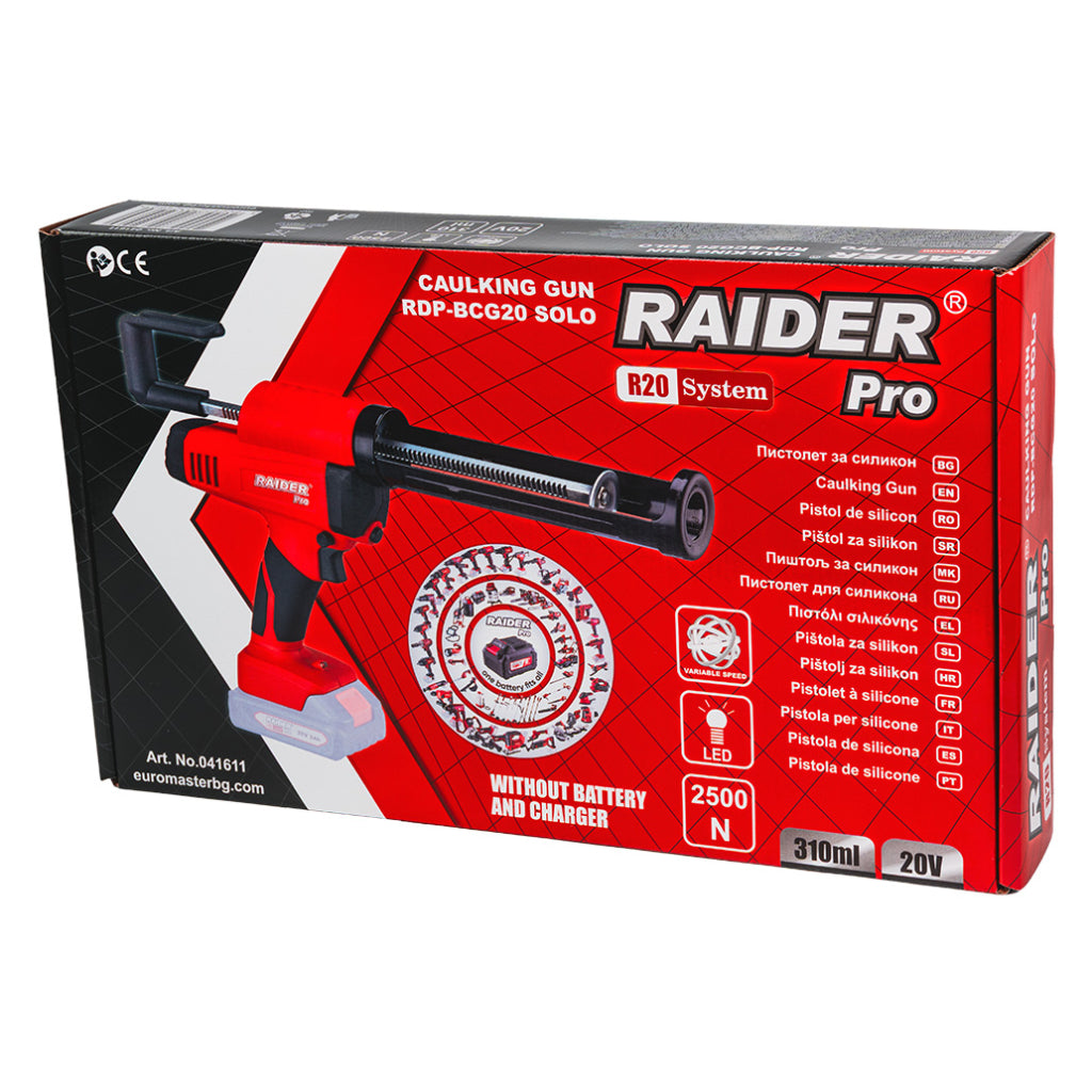 Raider R20 Pistol silicon 20V 310ml 2500N viteza variabila SOLO RDP-BCG20