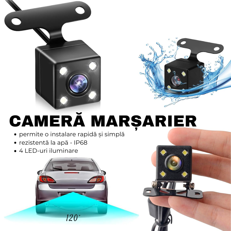 Camera Auto tripla de bord, Frontala / Interioara / Marsarier, DVR, Wi-Fi, Full HD, Night Vision, Unghi 170°, Mod Parcare, Senzor Miscare, Display 2", G-Senzor, Aplicatie dedicata, A98, easyCTRL®