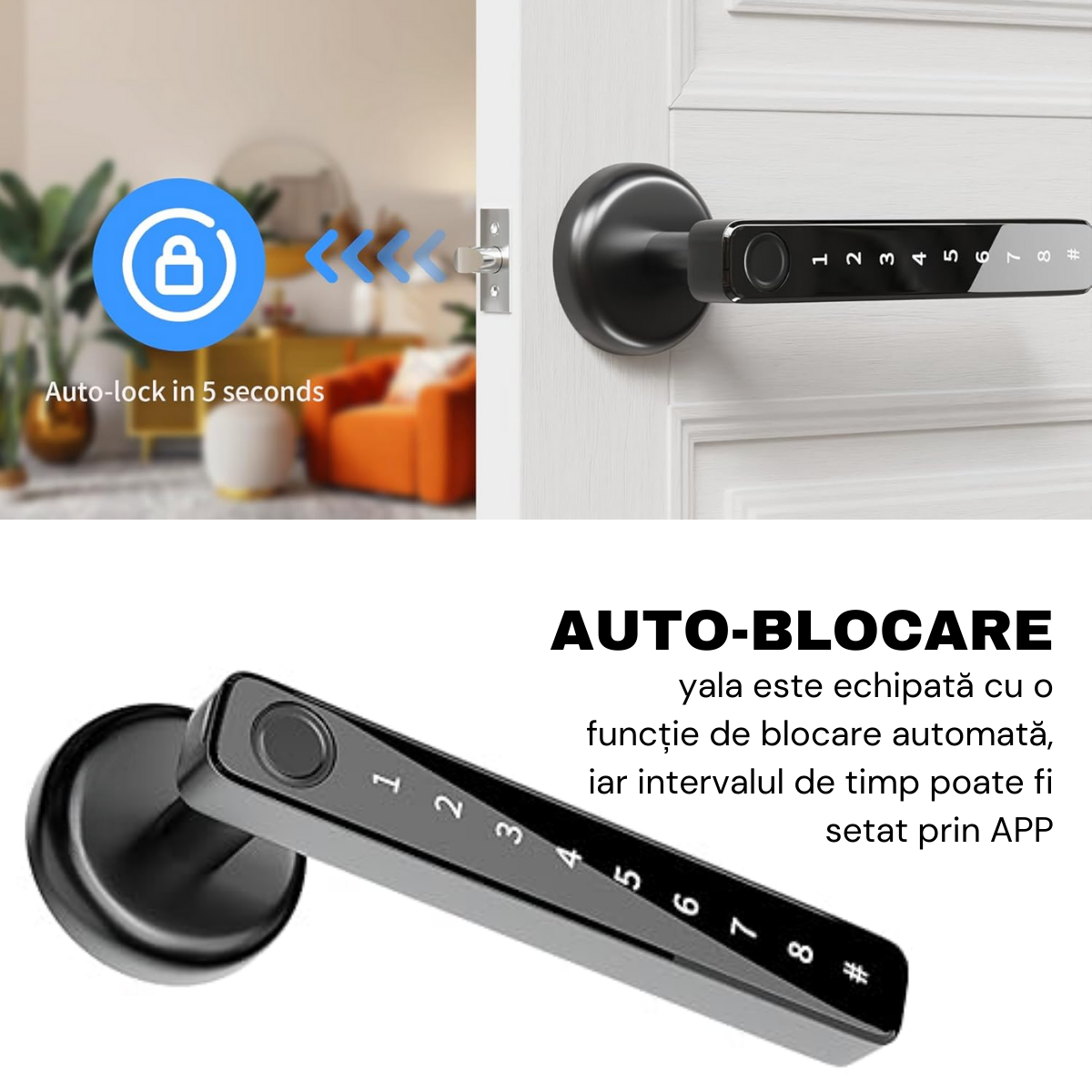 Yala Smart Lock, Tuya App Access, Fingerprint, Card, Temporary and Permanent Passwords, Key, easyCTRL® 