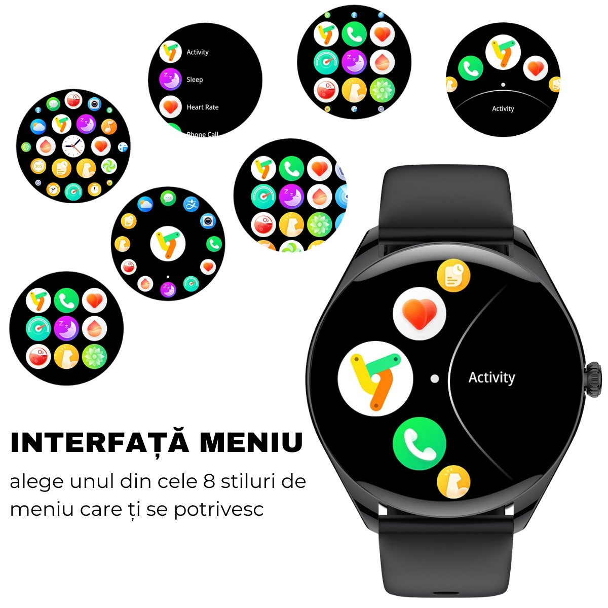 Unisex smartwatch, 1.43" AMOLED Screen, 6.8mm Ultra-Thin, Bluetooth Call, AI Voice Assistant, Multi Sports, Health Monitoring, easyCTRL® 