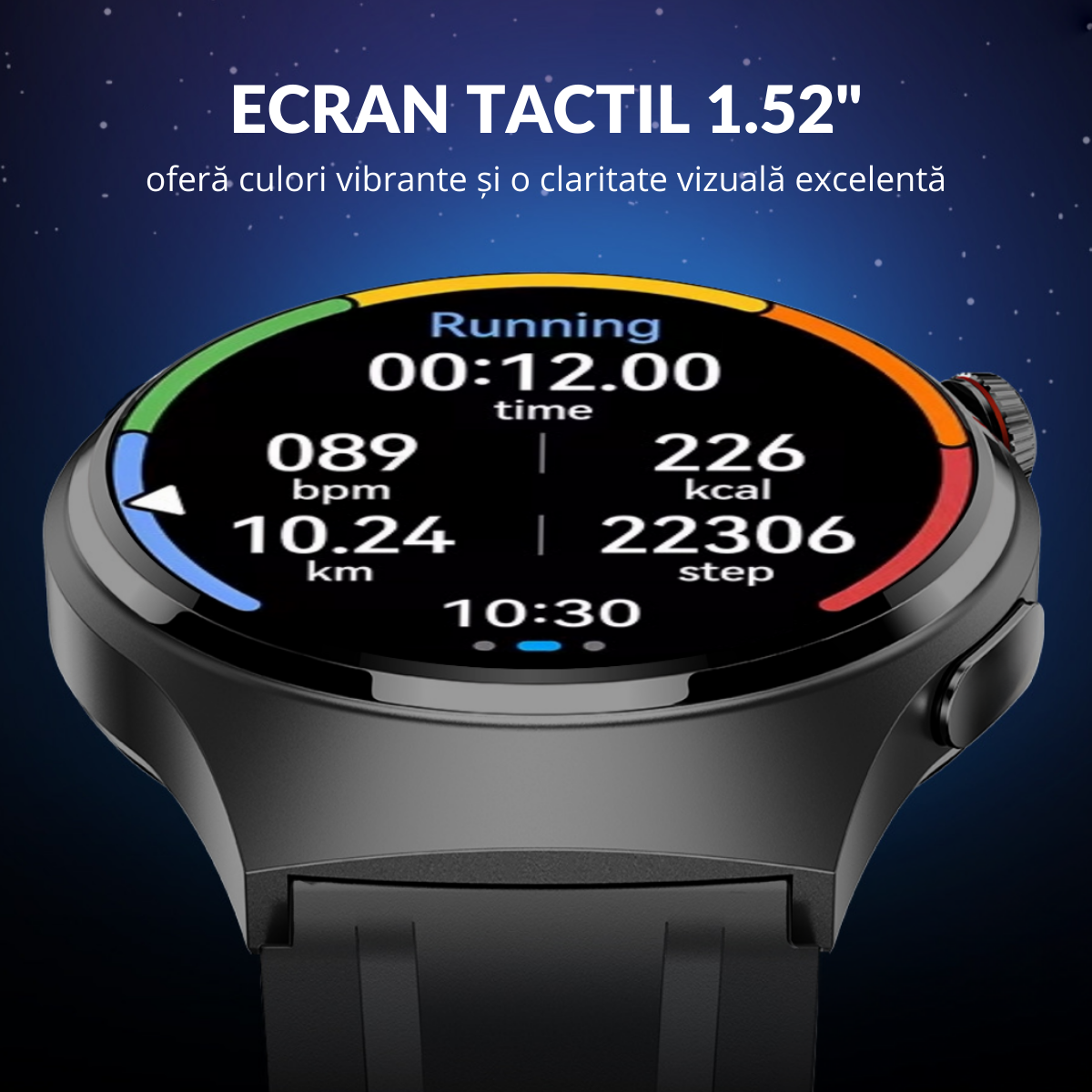 Set Smartwatch Barbati + 7 Curele, Quick Release, Ecran LCD 1.52", Control Tactil, Apel Bluetooth, Multi Sport, Monitorizare Sanatate, easyCTRL®