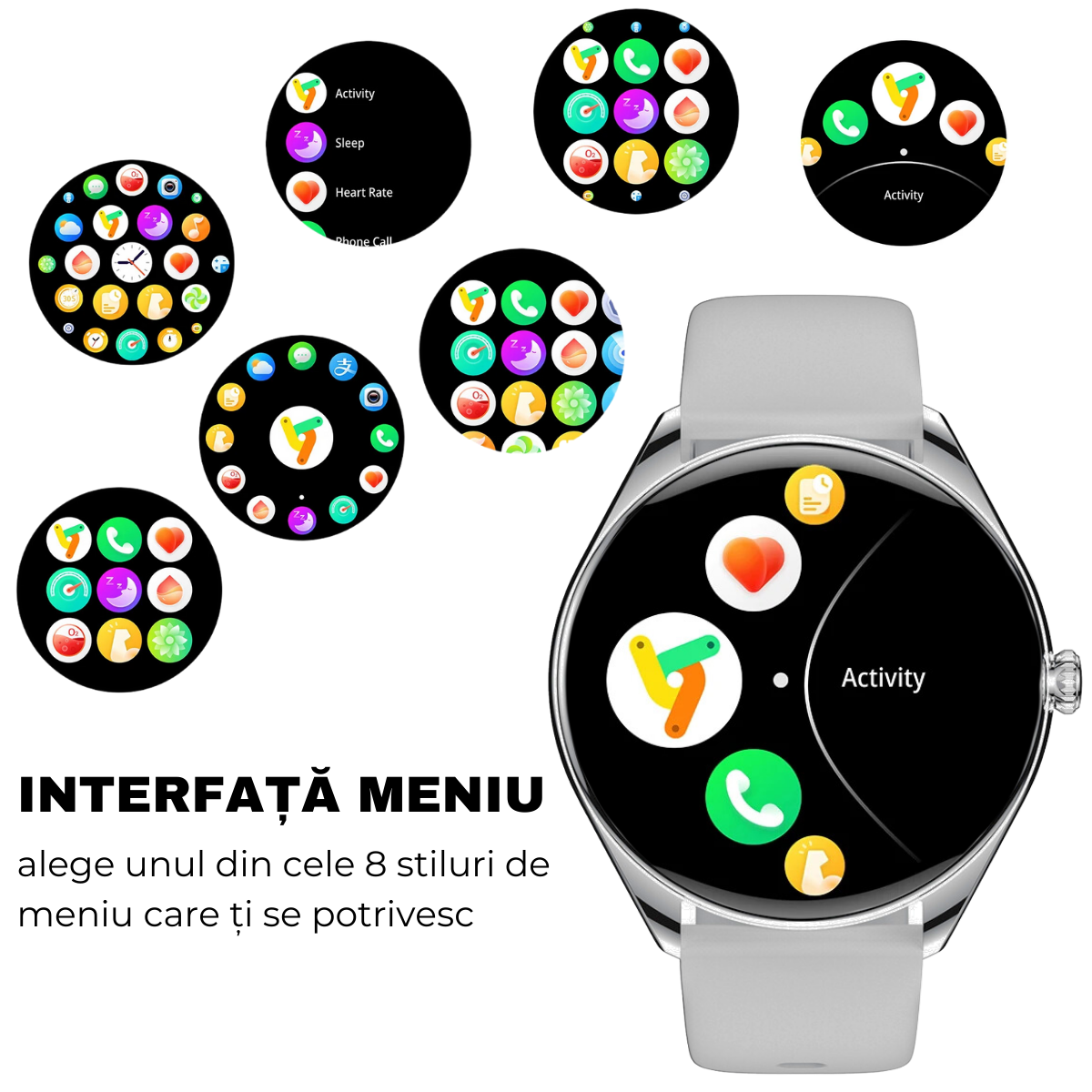 Unisex smartwatch, 1.43" AMOLED Screen, 6.8mm Ultra-Thin, Bluetooth Call, AI Voice Assistant, Multi Sports, Health Monitoring, easyCTRL®, Silver 