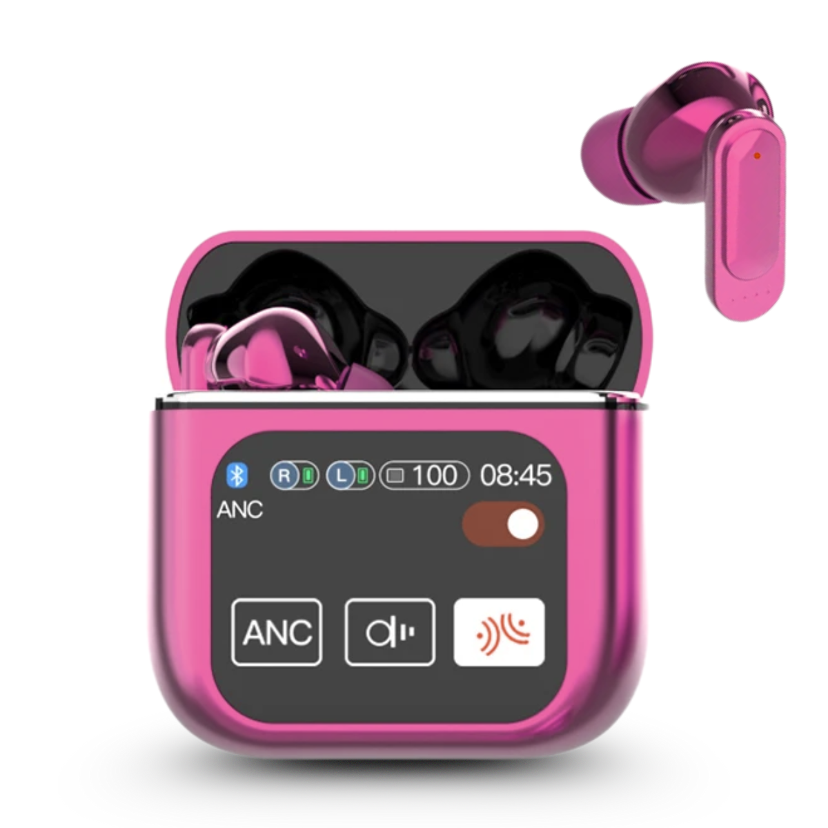 Casti Wireless In Ear, Carcasa cu Touch Screen, Bluetooth 5.4, Control Tactil, Anulare Zgomot ANC + ENC, Mov, easyCTRL®