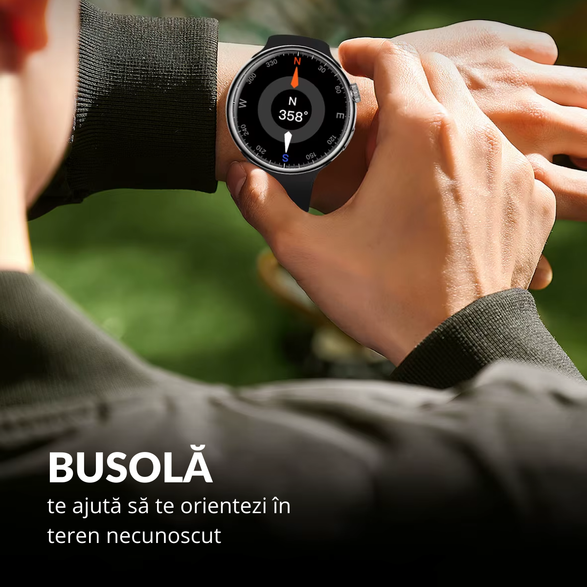 Ceas smartwatch de dama, Ecran Tactil LCD 1.46", Control prin Gesturi, Apel Bluetooth, Multi Sport, Monitorizare Sanatate, Negru, easyCTRL®