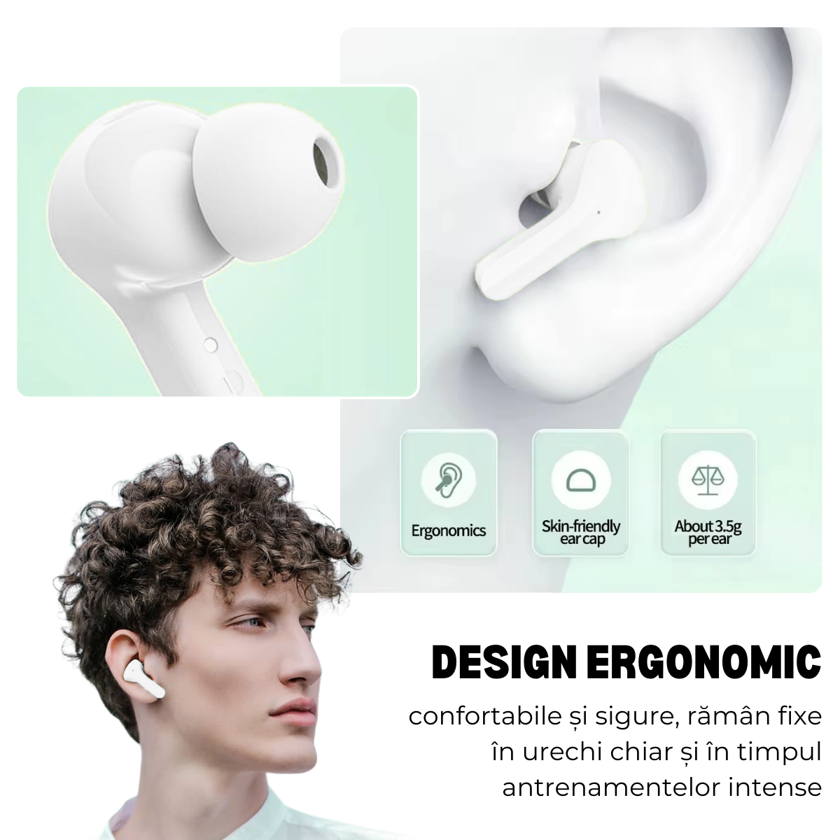 Wireless In-Ear Headphones, Touch Control, Bluetooth 5.3, LED Digital Display, Noise Cancellation, Magnetic Case, Moisture and Dust Resistant, easyCTRL®, White 