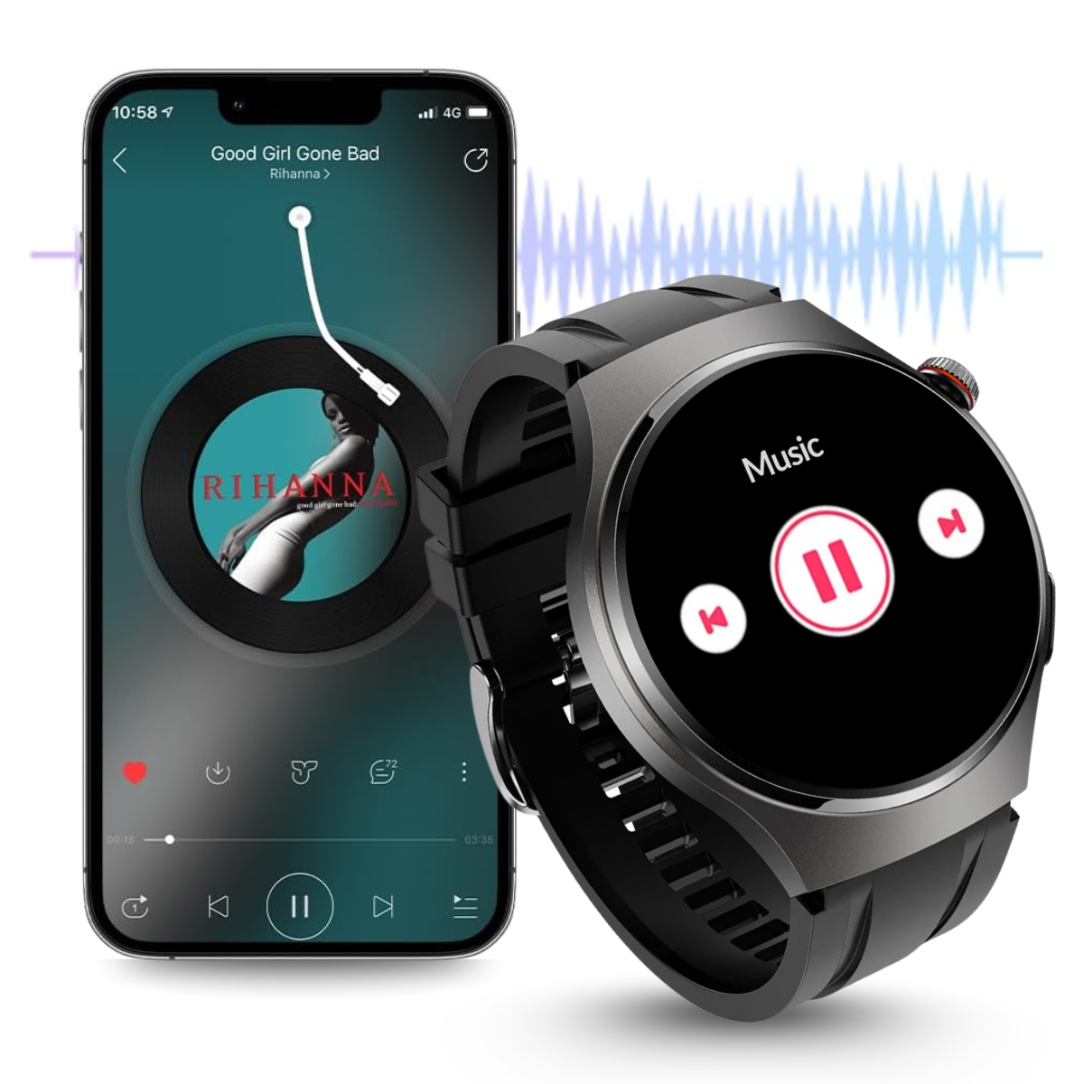 Set Smartwatch Barbati + 7 Curele, Quick Release, Ecran LCD 1.52", Control Tactil, Apel Bluetooth, Multi Sport, Monitorizare Sanatate, easyCTRL®