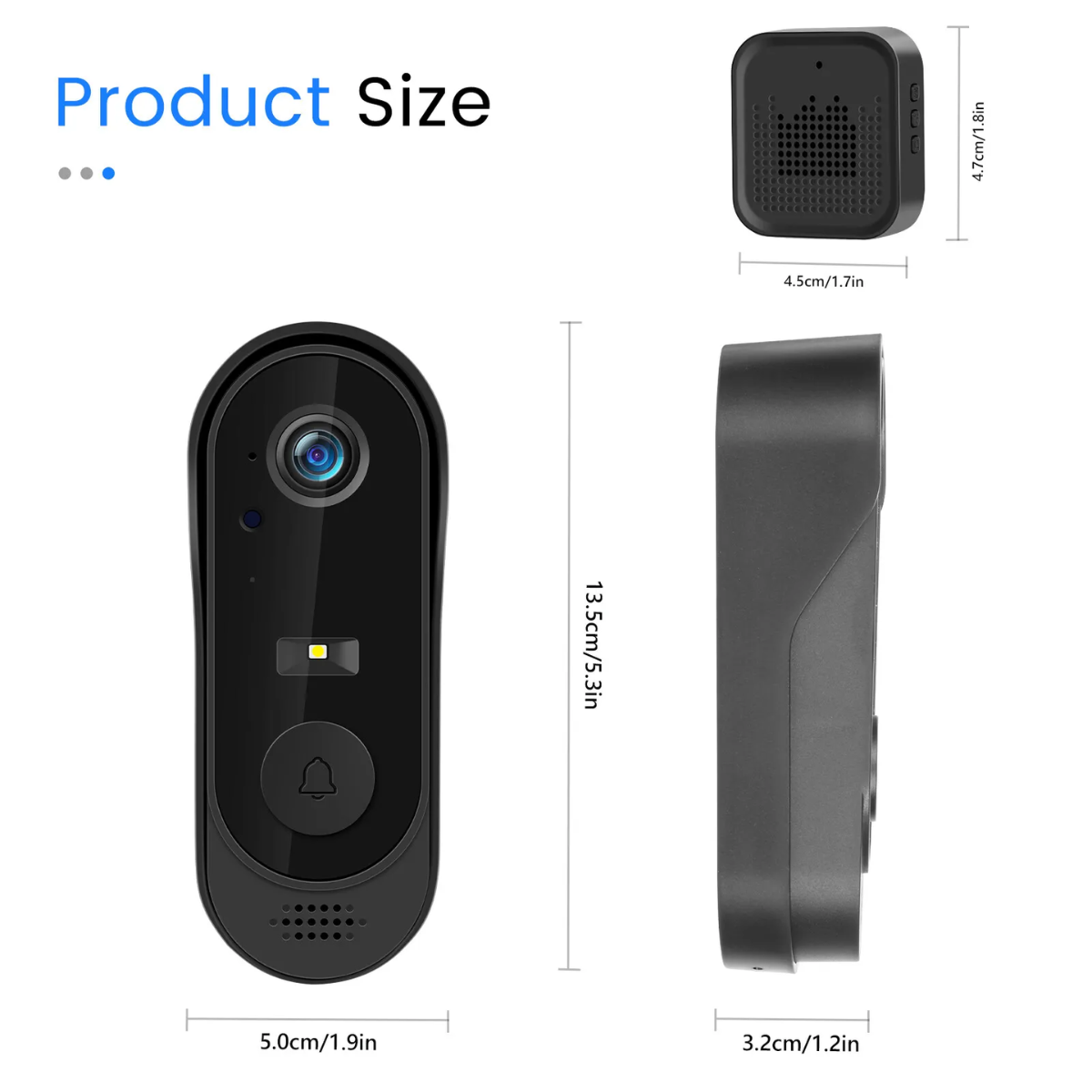 Intelligent Video Doorbell, Wireless, IP65, Bidirectional Communication, Remote Control via Tuya Smart APP, Indoor Doorbell, 125°, Night Vision, easyCTRL® 