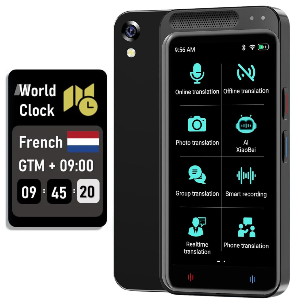 Traducator Inteligent Multifunctional, Asistent AI, Bluetooth, 139+ Limbi, Traducere Vocala Online, Traducere Offline, Traducere Foto, Traducere Inregistrari, Ecran tactil 4.1 inch, Schimb Valutar, 8GB, easyCTRL®