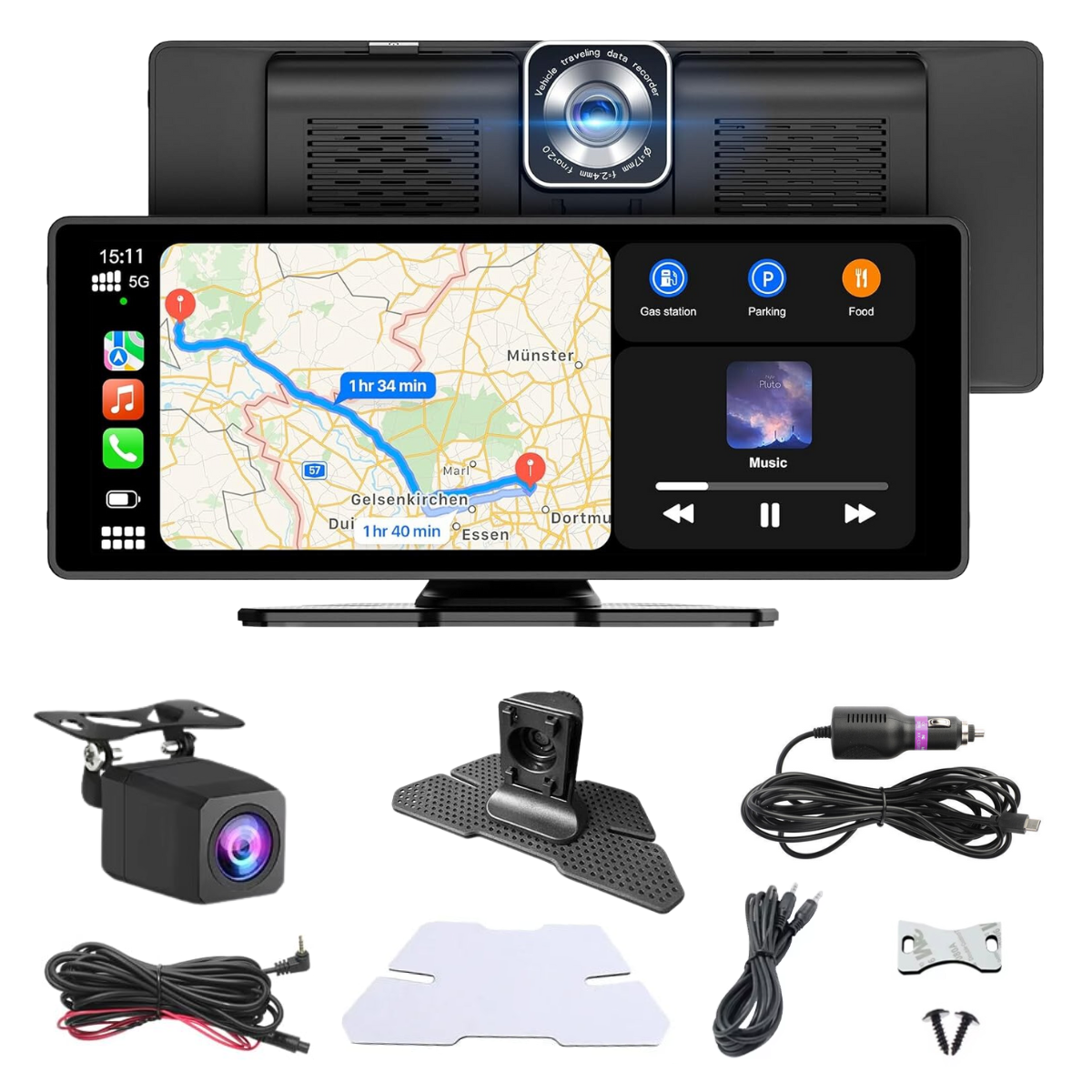 Navigatie Auto Android / Apple CarPlay, Multimedia, Universala, Camera Frontala Reglabila 4K, Ecran Tactil 10.26", Camera Marsarier, Mirrorcast, BT, FM, AUX, Split-Screen, easyCTRL®