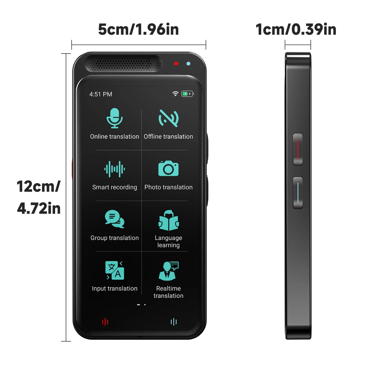 Traducator Inteligent Multifunctional, Asistent AI, Bluetooth, 139+ Limbi, Traducere Vocala Online, Traducere Offline, Traducere Foto, Traducere Inregistrari, Ecran tactil 4.1 inch, Schimb Valutar, 8GB, easyCTRL®