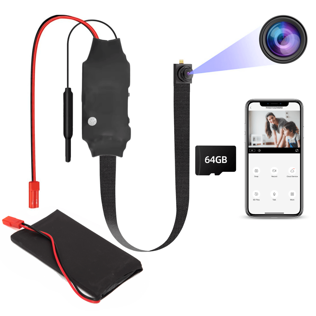 Modul Mini Camera Spion, Wi-Fi, Full HD, 64GB, Detectare micare, Monitorizare video in timp real, easyCTRL®