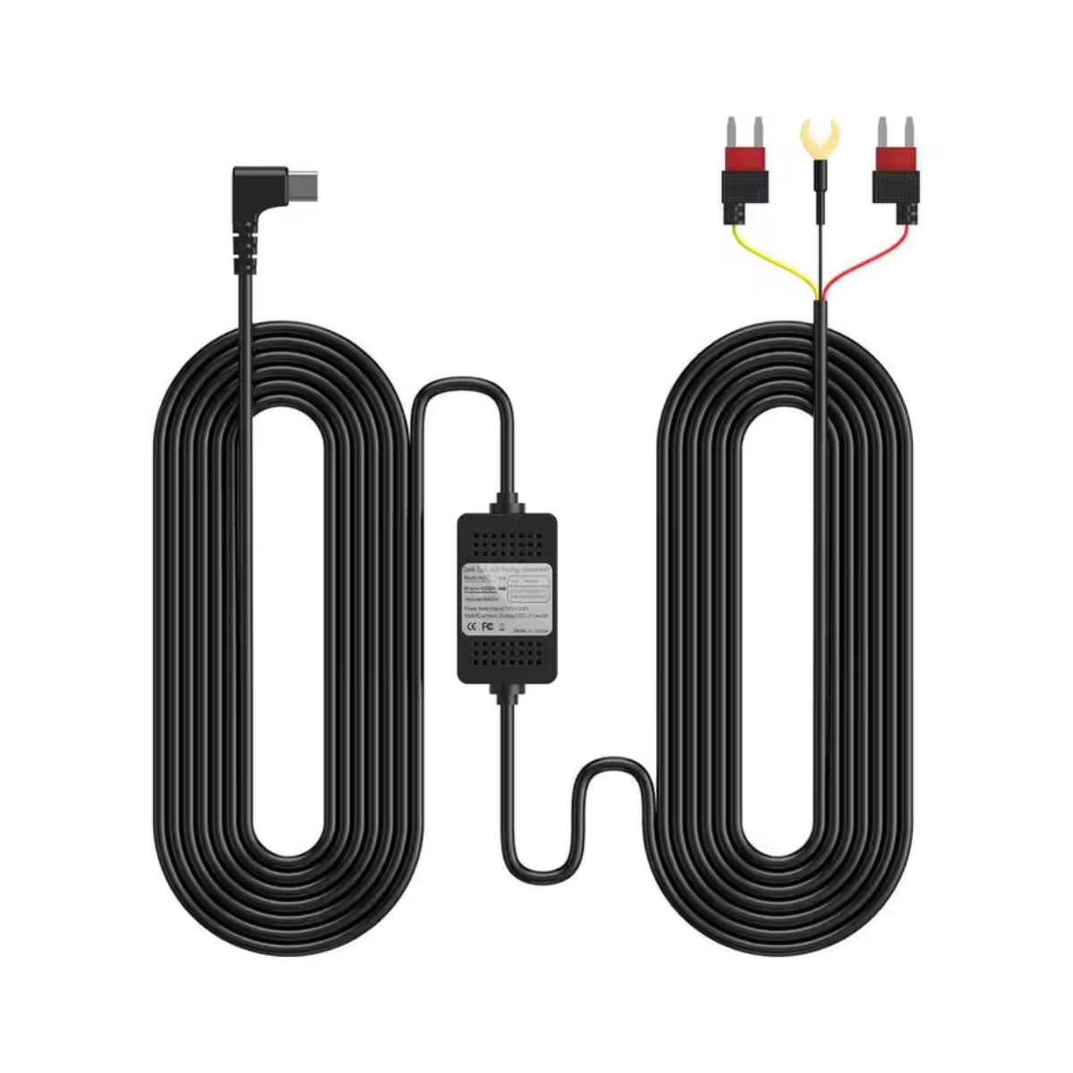 Kit Alimentare Continua Camera Auto la Bateria masinii, 12-30V la USB-C 5V/3A, Lungime cablu 2.5m, Protectie descarcare baterie