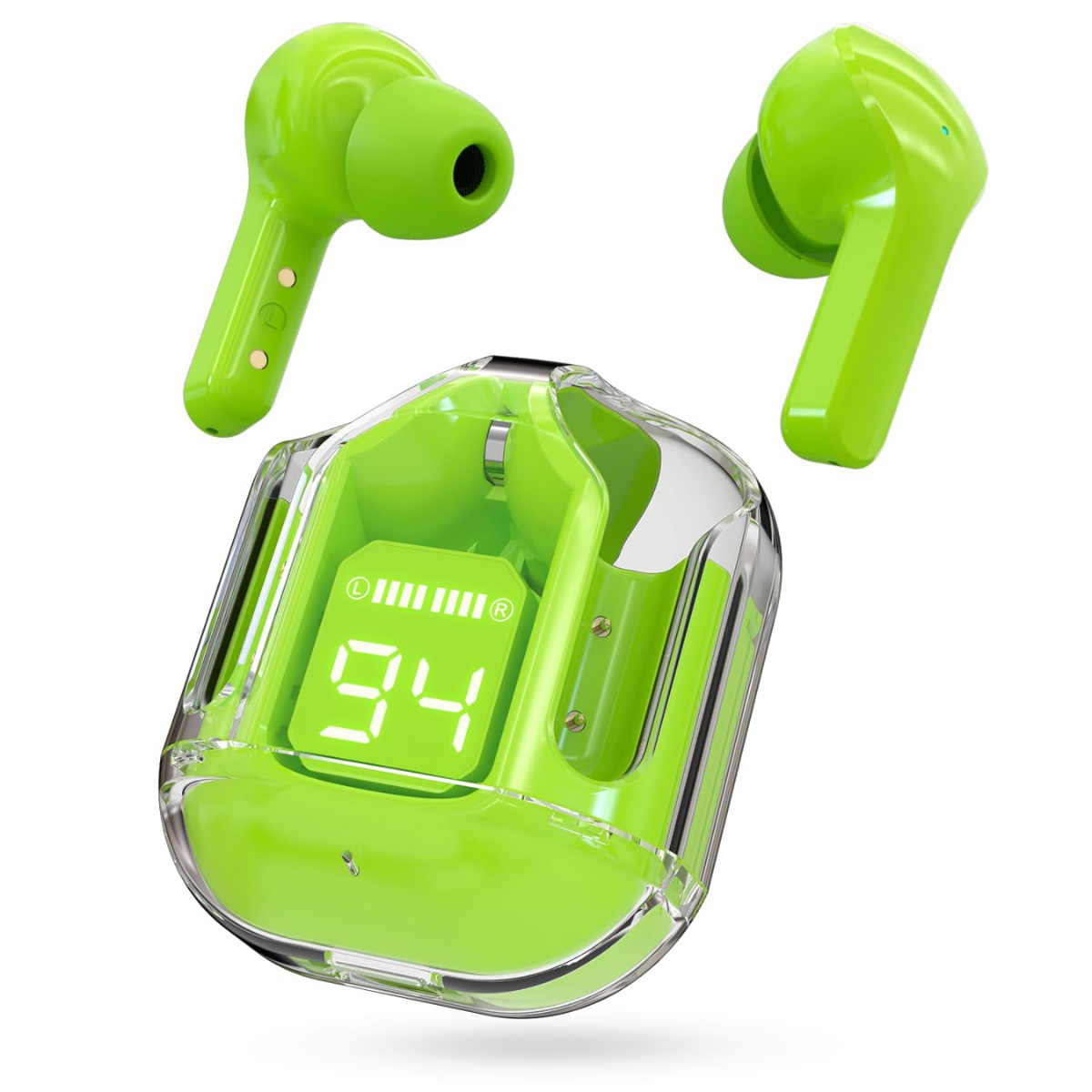 Casti Wireless In Ear, Control Tactil, Bluetooth 5.3, Afisaj Digital LED, Anulare Zgomot, Carcasa magnetica, Rezistenta la umezeala si praf, easyCTRL®, Verde