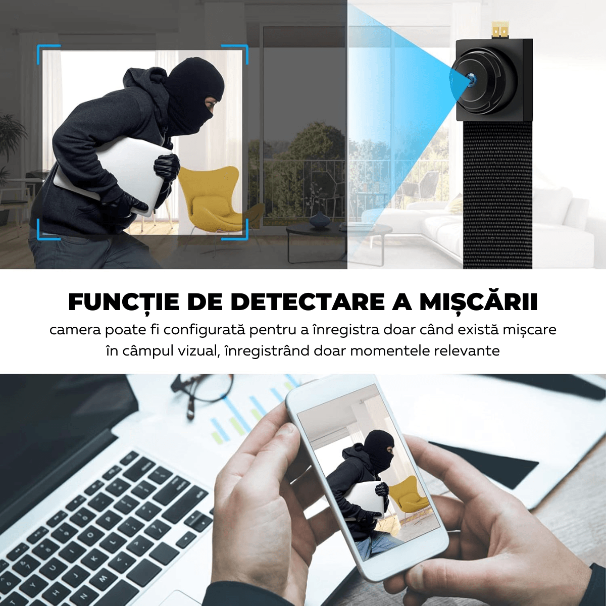 Modul Mini Camera Spion, Wi-Fi, Full HD, 64GB, Accesorii Nasturi, Detectare micare, Monitorizare video in timp real, easyCTRL®