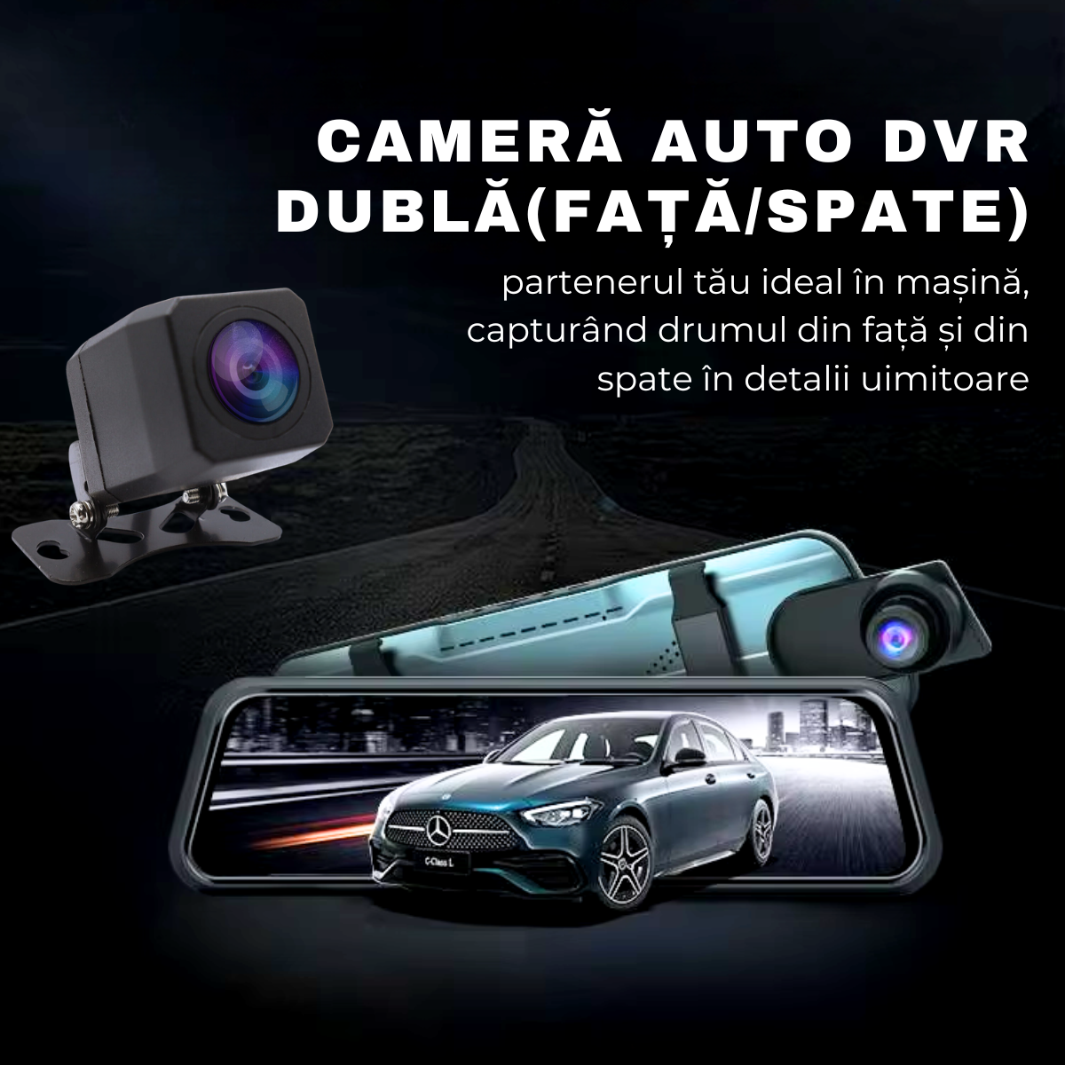 Camera Auto DVR Oglinda Retrovizoare, Fata/Spate, Wi-Fi, Touch Screen 9.66", Full HD, Unghi 170°, Mod Parcare, Senzor Miscare, G-Senzor, Camera Marsarier, Aplicatie dedicata, easyCTRL®