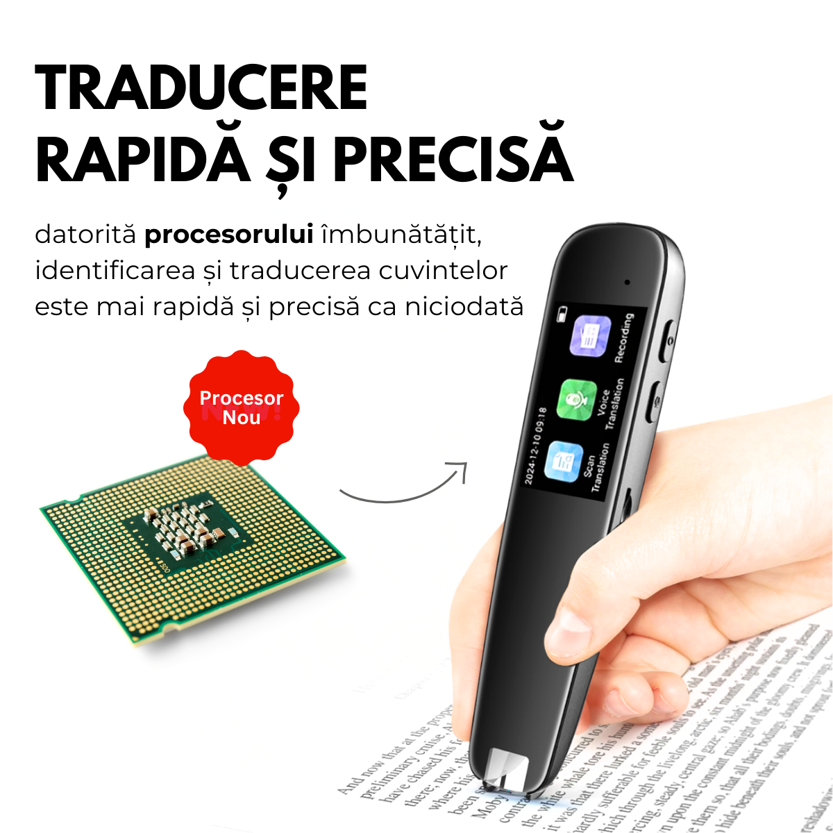 Traducator Inteligent M2, Ecran Tactil 2", Traducere vocala, Traducere prin Scanare OCR, Reportofon, Dictionar, 112 Limbi, easyCTRL®