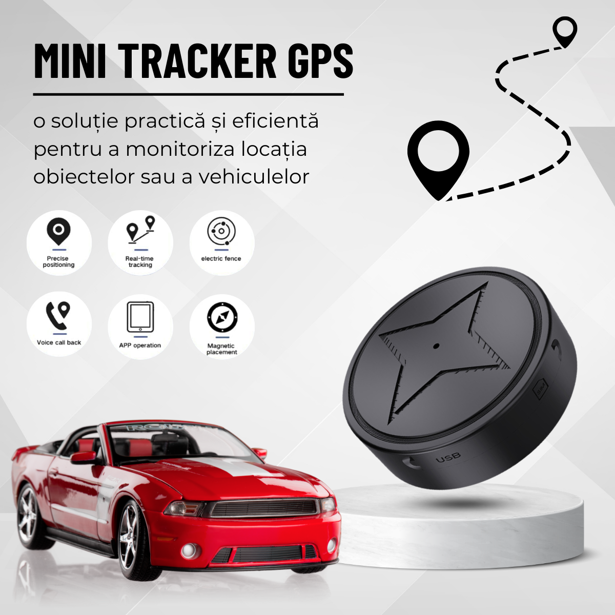 Mini GPS Tracker, 2G, Magnetic, Monitorizare in timp real, Microfon, Aplicatie dedicata, easyCTRL®