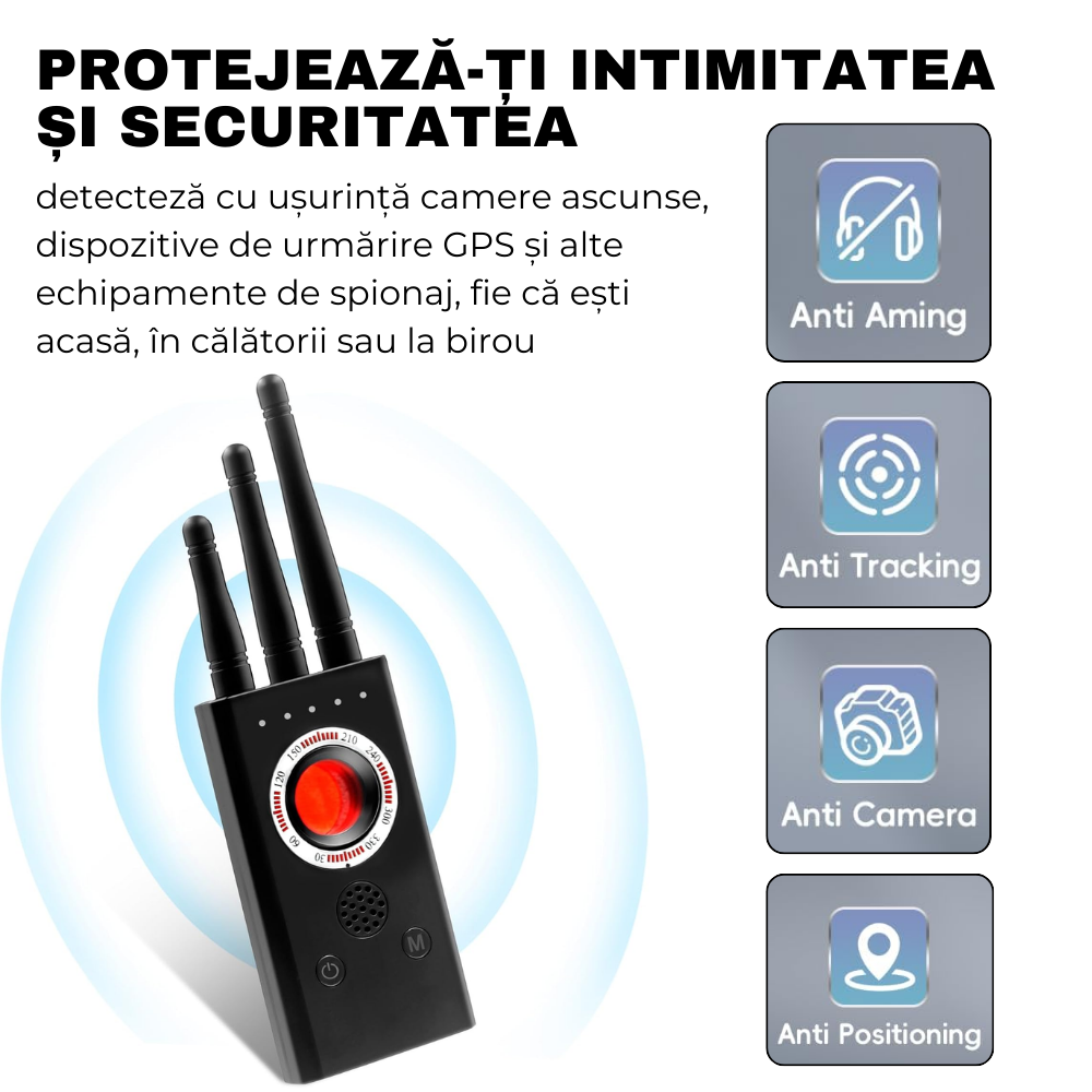 Detector Camere ascunse, Microfoane, GPS Tracker, Reportofoane, easyCTRL®, T16