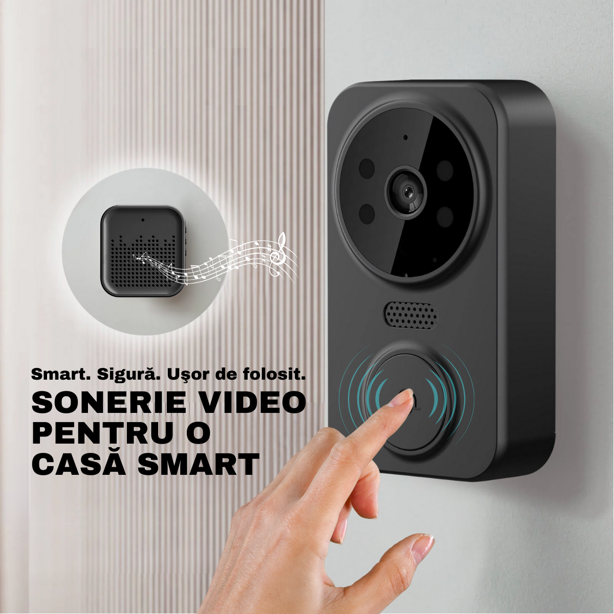 Intelligent Video Doorbell, Wireless, Bidirectional Communication, Remote Control via Tuya Smart APP, Indoor Doorbell, 80°, Night Vision, easyCTRL® 