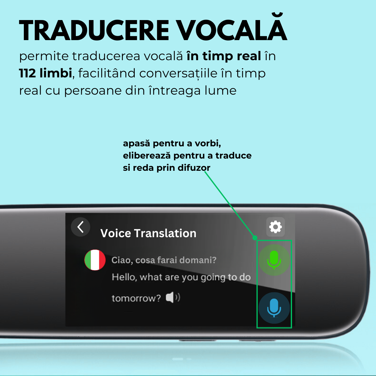 Traducator Inteligent, Ecran Tactil, Traducere vocala, Traducere prin Scanare OCR, Reportofon, Dictionar, 112 Limbi, easyCTRL®