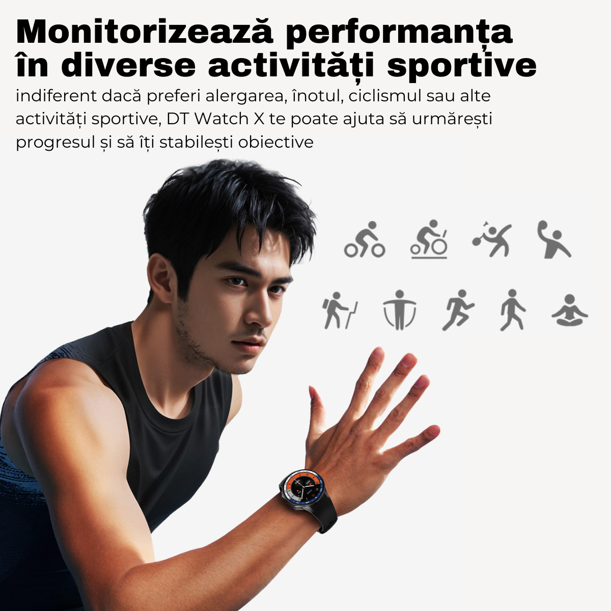 Ceas smartwatch, Ecran AMOLED 1.43", Apel Bluetooth, AI Asistent Vocal, MP3 Playback/TWS Earphone, Multi Sport, Monitorizare Sanatate, 3D Surround Vision, easyCTRL®