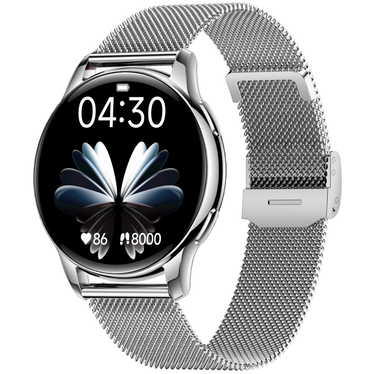 Ceas smartwatch dama, Ecran AMOLED 1.32", Notificari, Apel Bluetooth, AI Asistent Vocal, Multi Sport, Monitorizare Sanatate, easyCTRL®, Silver