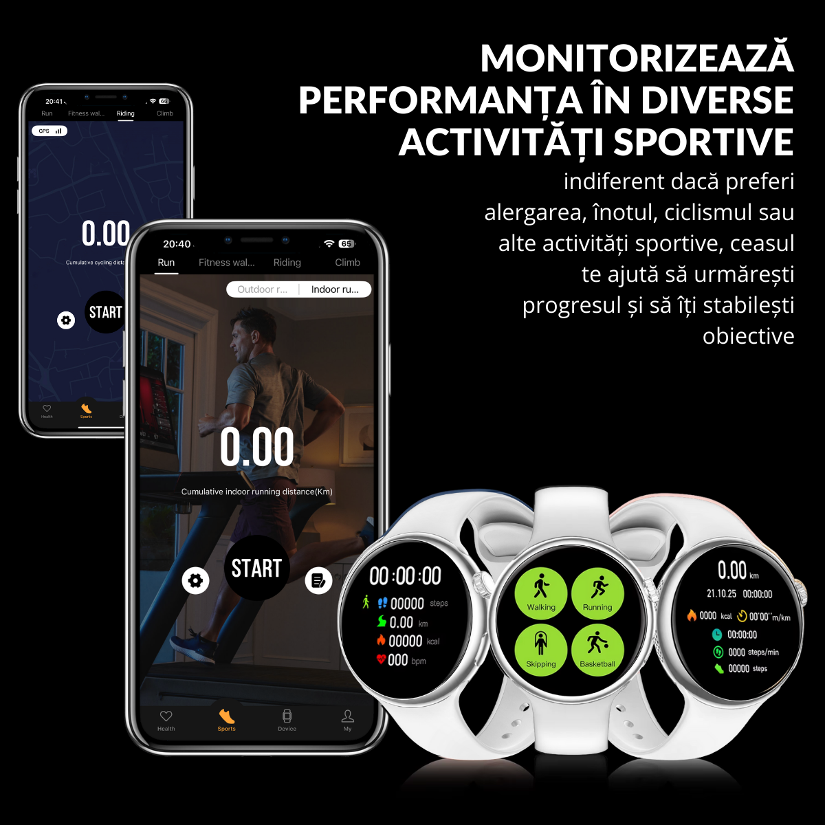 Ceas smartwatch de dama, Ecran Tactil LCD 1.46", Control prin Gesturi, Apel Bluetooth, Multi Sport, Monitorizare Sanatate, Alb, easyCTRL®