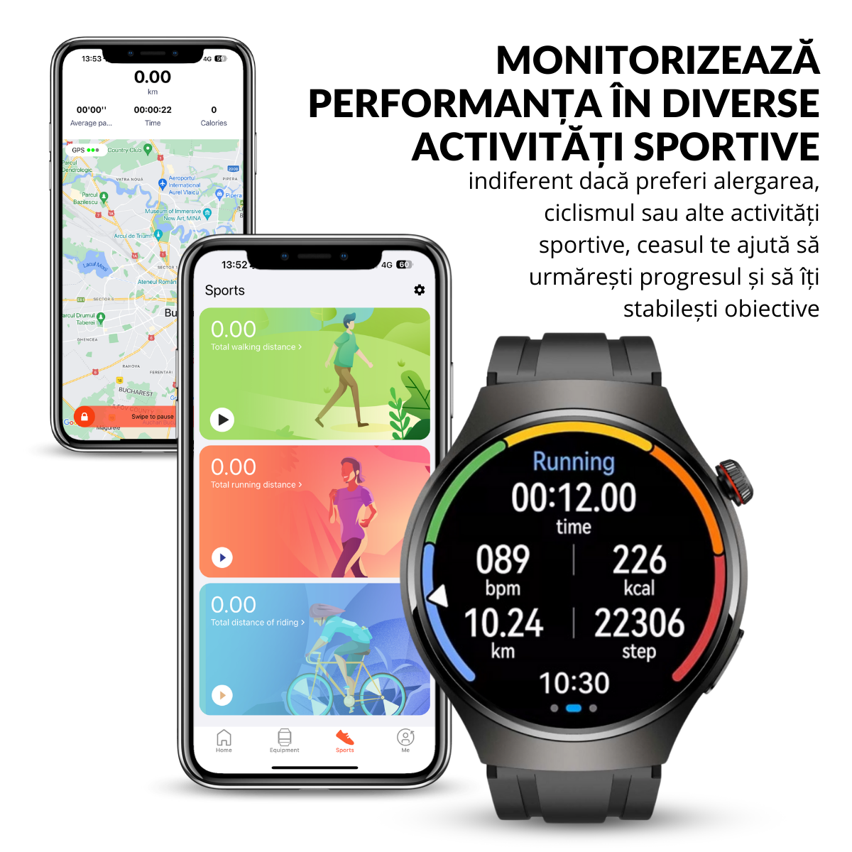 Set Smartwatch Barbati + 7 Curele, Quick Release, Ecran LCD 1.52", Control Tactil, Apel Bluetooth, Multi Sport, Monitorizare Sanatate, easyCTRL®
