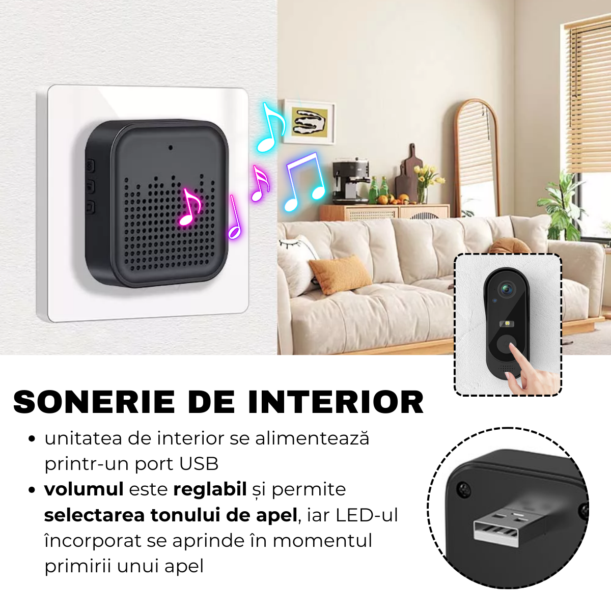 Intelligent Video Doorbell, Wireless, IP65, Bidirectional Communication, Remote Control via Tuya Smart APP, Indoor Doorbell, 125°, Night Vision, easyCTRL® 