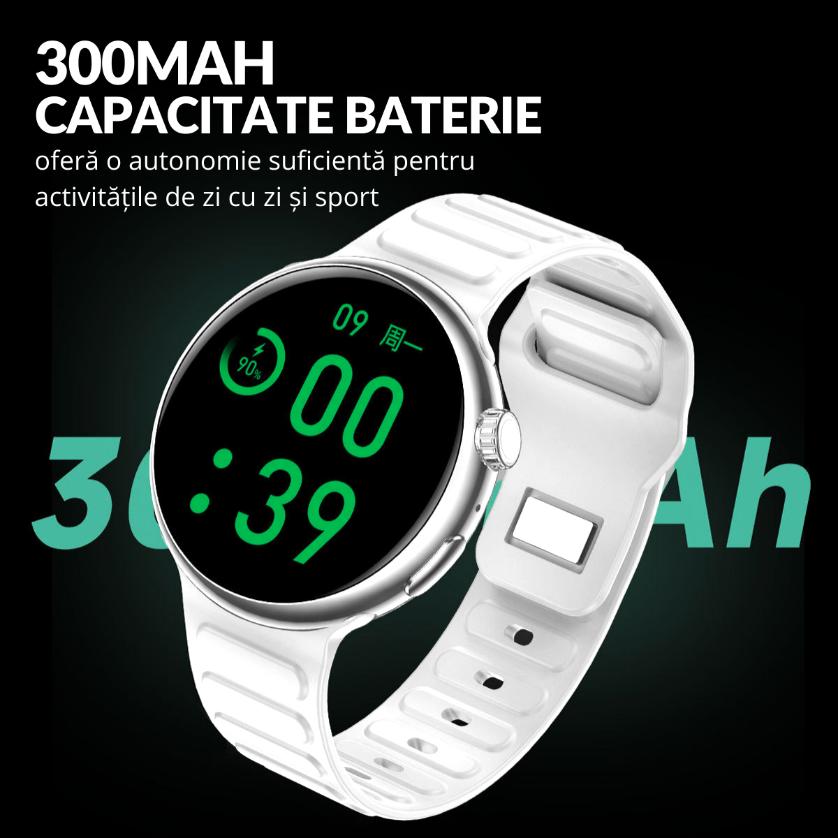 Ceas smartwatch de dama, Ecran Tactil LCD 1.46", Control prin Gesturi, Apel Bluetooth, Multi Sport, Monitorizare Sanatate, Alb, easyCTRL®