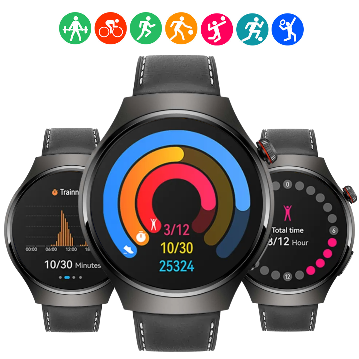 Set Smartwatch Barbati + 7 Curele, Quick Release, Ecran LCD 1.52", Control Tactil, Apel Bluetooth, Multi Sport, Monitorizare Sanatate, easyCTRL®
