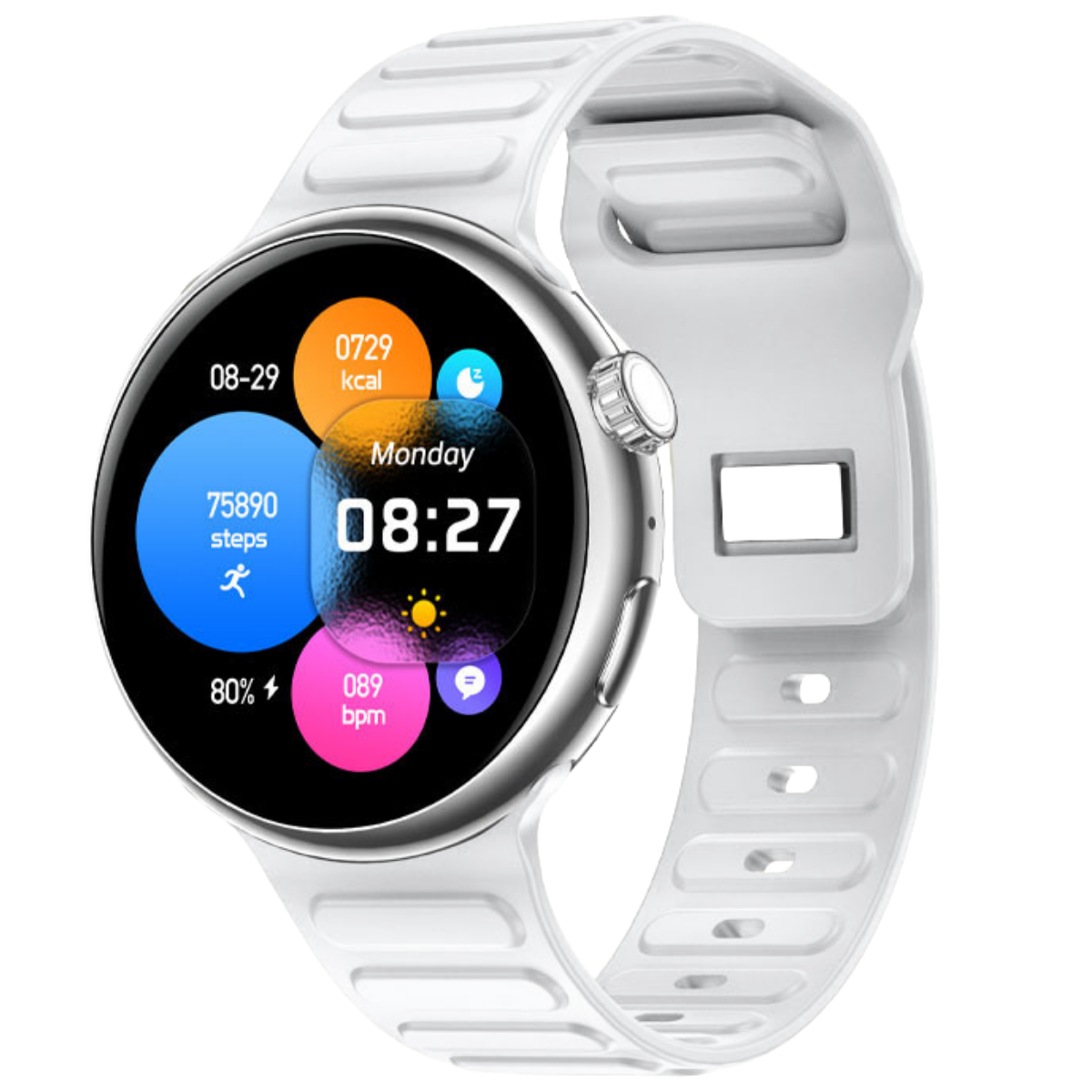 Ceas smartwatch de dama, Ecran Tactil LCD 1.46", Control prin Gesturi, Apel Bluetooth, Multi Sport, Monitorizare Sanatate, Alb, easyCTRL®