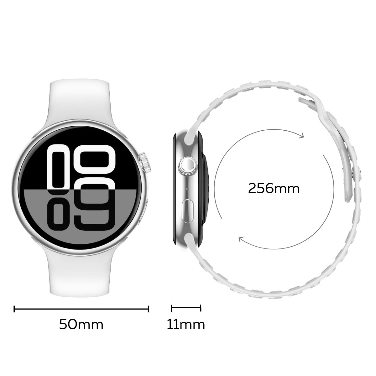 Ceas smartwatch de dama, Ecran Tactil LCD 1.46", Control prin Gesturi, Apel Bluetooth, Multi Sport, Monitorizare Sanatate, Alb, easyCTRL®