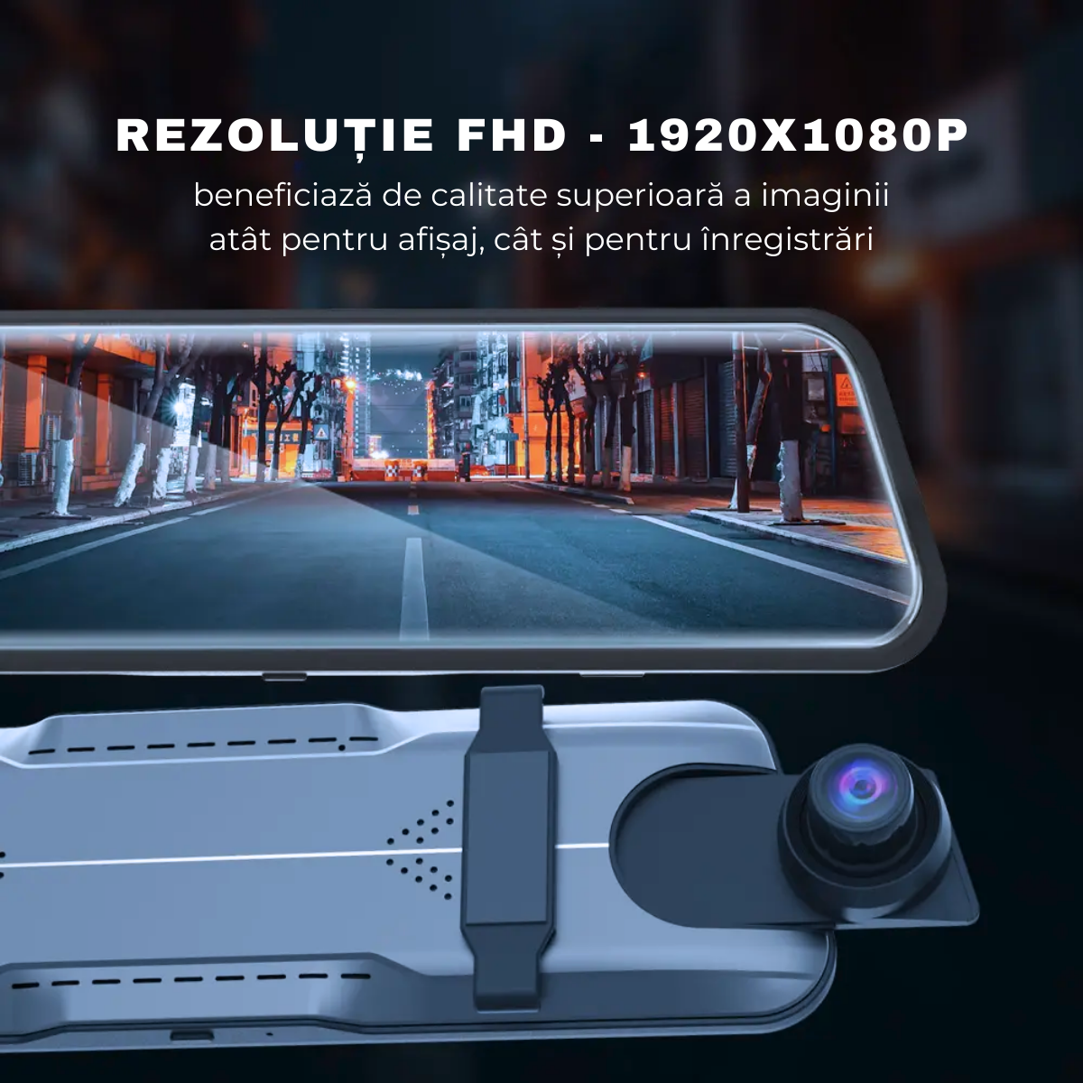 Camera Auto DVR Oglinda Retrovizoare, Fata/Spate, Wi-Fi, Touch Screen 9.66", Full HD, Unghi 170°, Mod Parcare, Senzor Miscare, G-Senzor, Camera Marsarier, Aplicatie dedicata, easyCTRL®