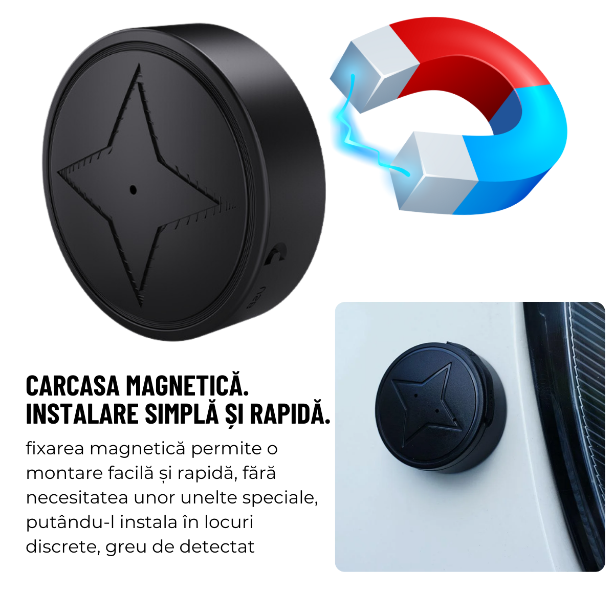 Mini GPS Tracker, 2G, Magnetic, Monitorizare in timp real, Microfon, Aplicatie dedicata, easyCTRL®