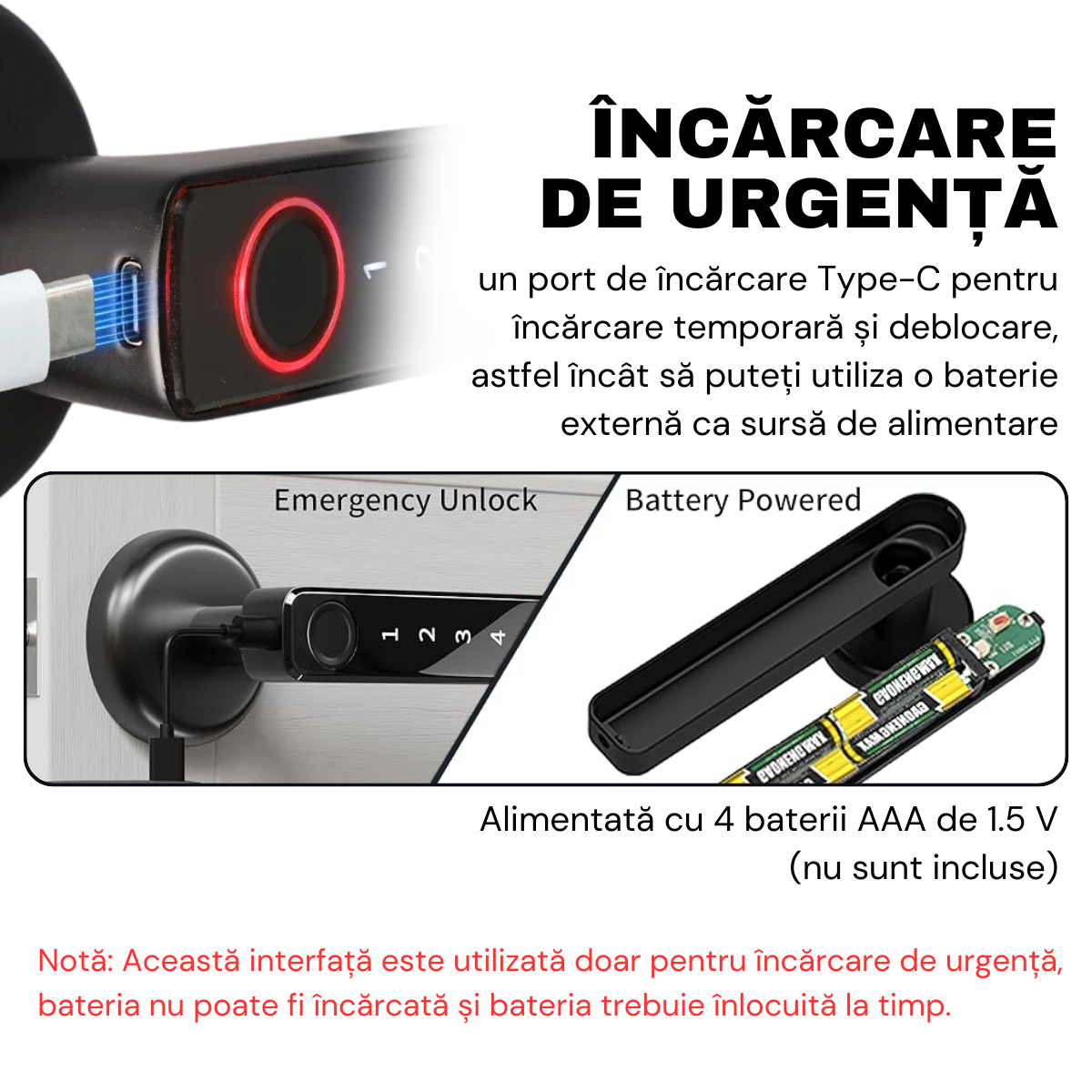 Yala Smart Lock, Tuya App Access, Fingerprint, Card, Temporary and Permanent Passwords, Key, easyCTRL® 