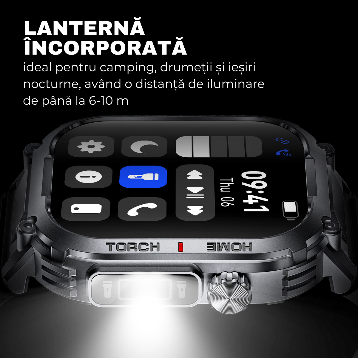 Ceas smartwatch, Ecran HD 2.02", Busola, Lanterna, Apel Bluetooth, AI Asistent Vocal, Multi Sport, Monitorizare Sanatate, easyCTRL®