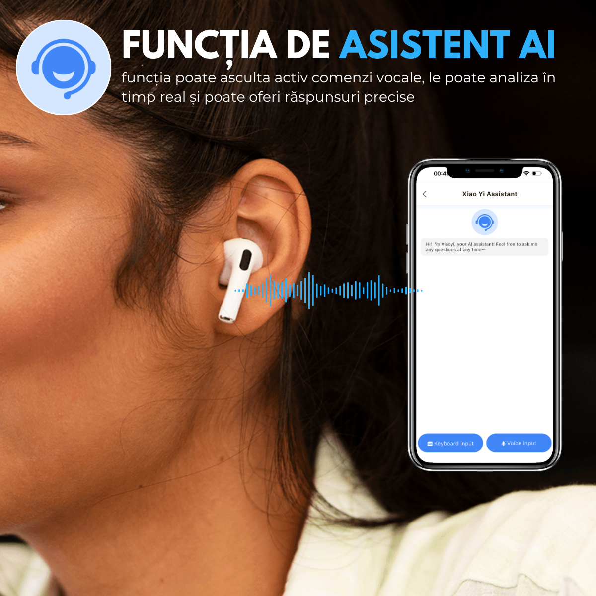 Casti cu Traducator pentru Conversatii in timp real, 151 Limbi Straine, Dialecte, Carcasa incarcare cu Touch Screen, Bluetooth 5.4, Control tactil, A9pro, easyCTRL®