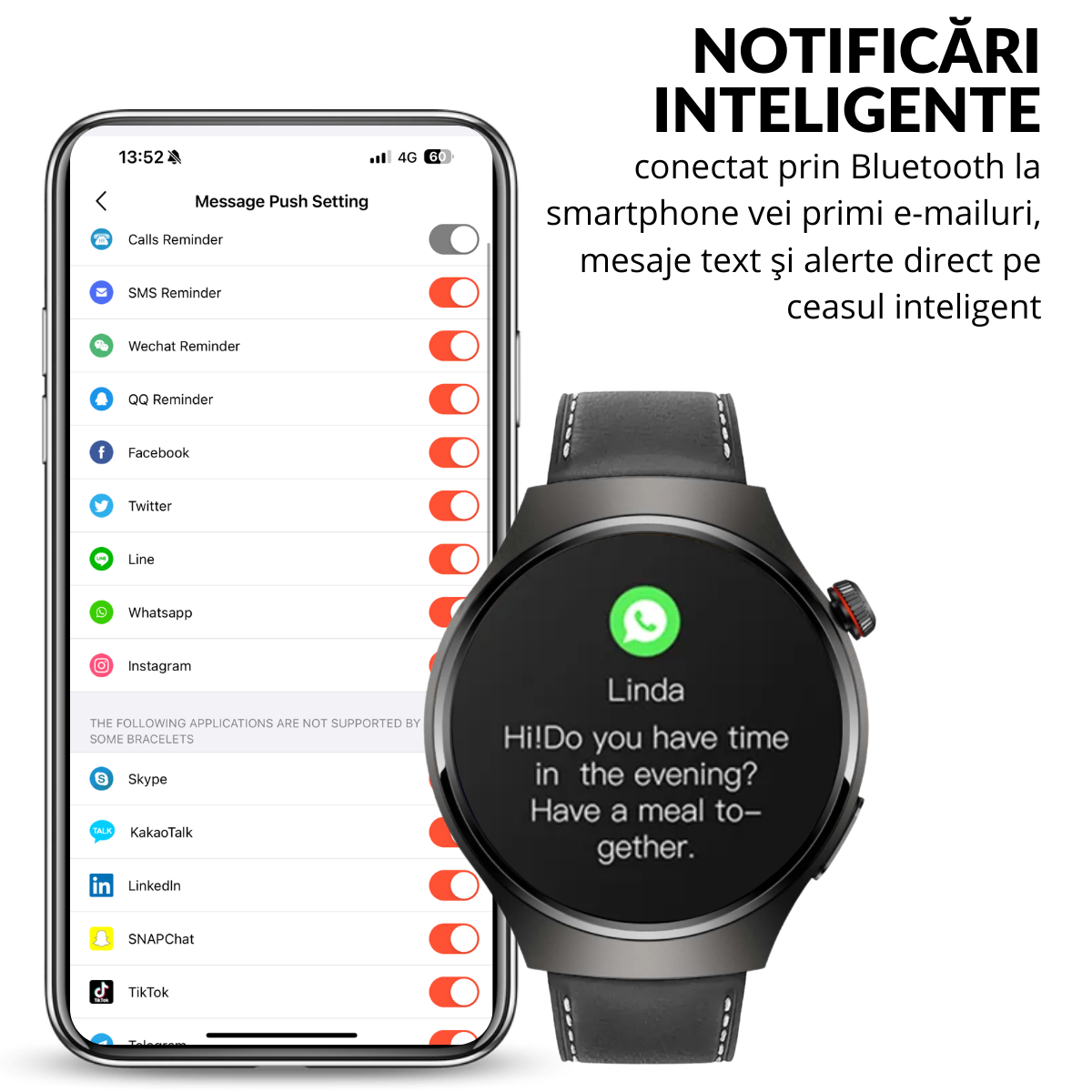 Set Smartwatch Barbati + 7 Curele, Quick Release, Ecran LCD 1.52", Control Tactil, Apel Bluetooth, Multi Sport, Monitorizare Sanatate, easyCTRL®