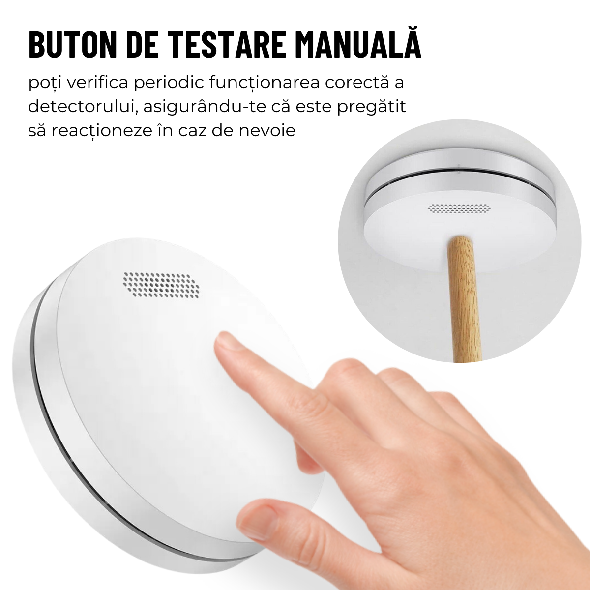 Detector de Fum, Avertizare Sonora si Luminoasa, Durata Viata Baterie 10 Ani, 85dB, easyCTRL®