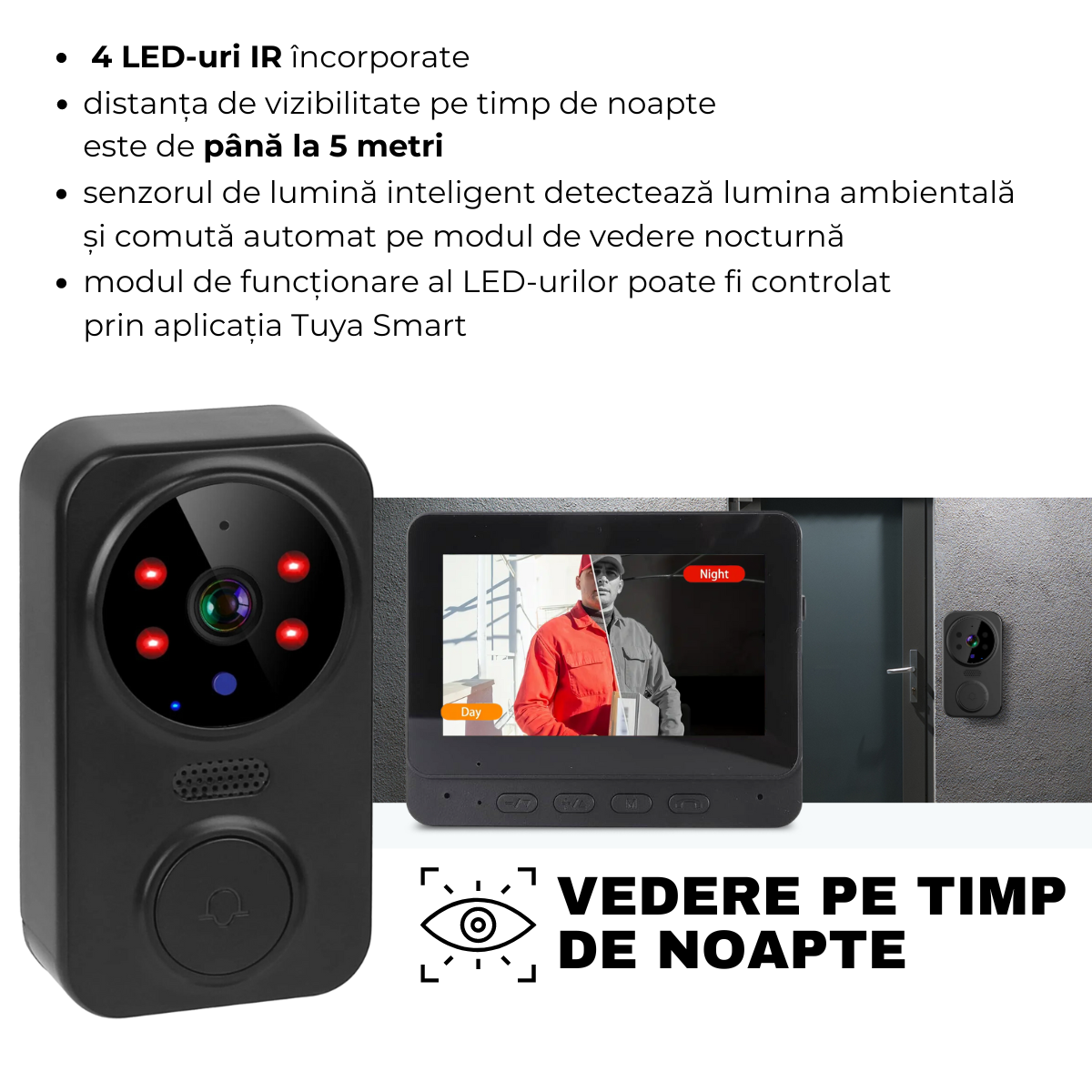 Intelligent Video Doorbell, Wireless, 4.3 inch IPS Monitor, Bidirectional Communication, Night Vision, easyCTRL® 