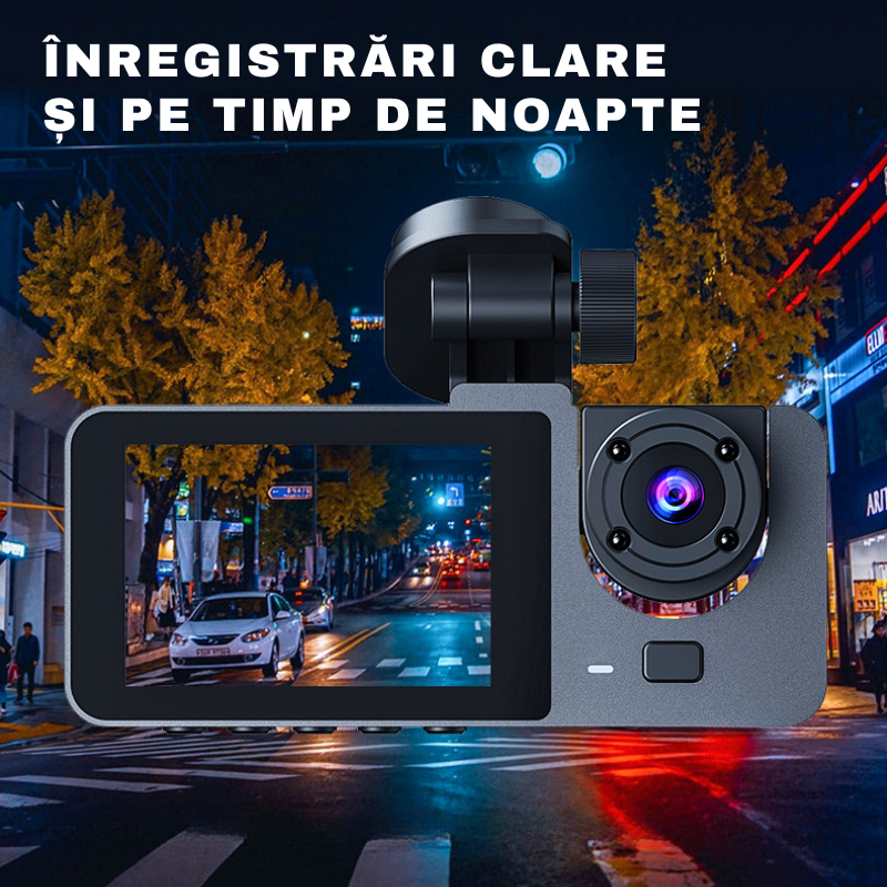 Camera Auto tripla de bord, Frontala / Interioara / Marsarier, DVR, Wi-Fi, Full HD, Unghi 170°, Mod Parcare, Senzor Miscare, Display 2", G-Senzor, Aplicatie dedicata, X15, easyCTRL®