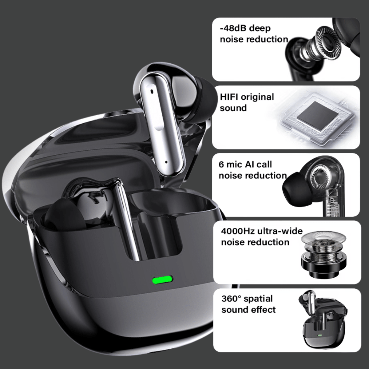 Casti cu Traducator pentru Conversatii in timp real, 144 Limbi, Traducere Foto, Bluetooth 5.4, Carcasa de incarcaresmarrt.rotraducator_castieasyCTRL