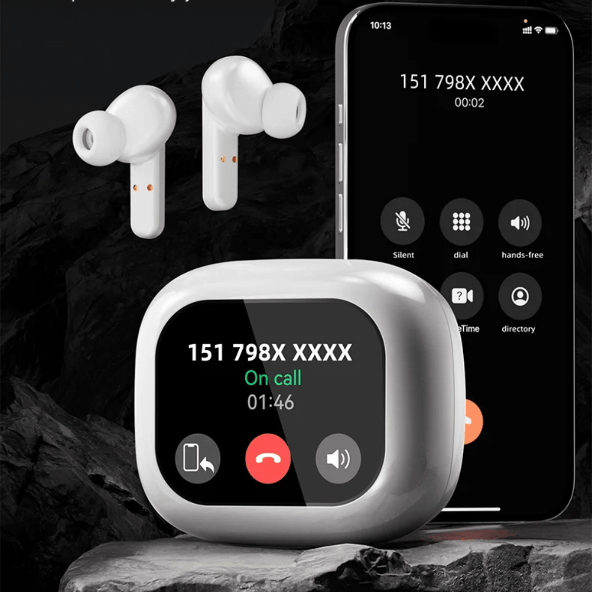Casti cu Traducator pentru Conversatii in timp real, 144 Limbi, Traducere Foto, Carcasa incarcare cu Touch Screen, Bluetooth 5.4, Control tactil, T7, Alb, easyCTRL®smarrt.rocasti cu traducatoreasyCTRL